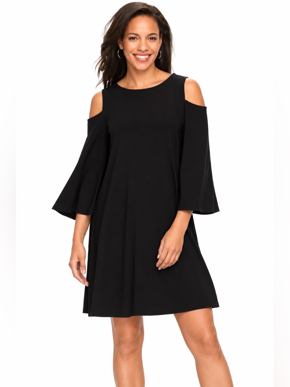 Lauren Ralph Lauren Black Cold Shoulder Bell Sleeve Dress – Size 8